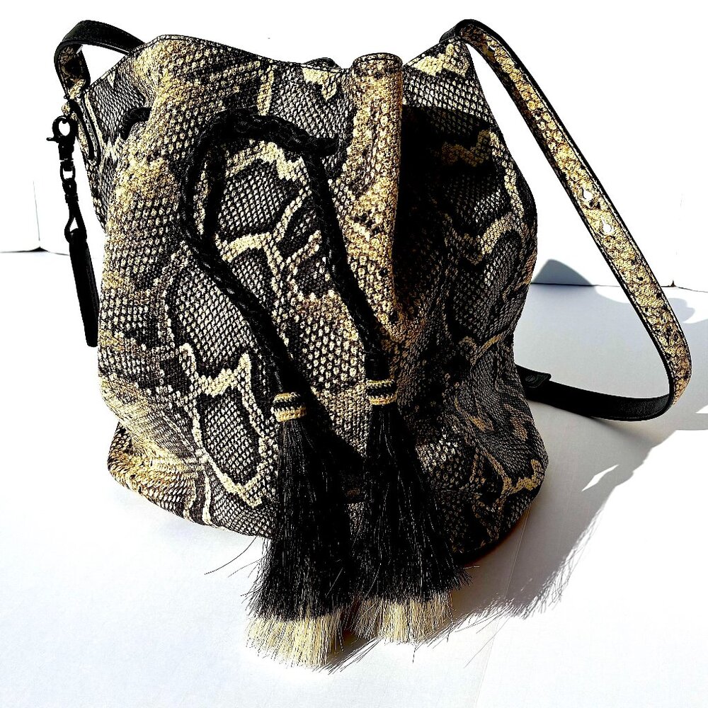 Loeffler Randall Tasseled Python Effect Leather B… - image 2